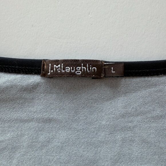 J.Mclaughlin Catalina Cloth Black & Gold Equestrian Print 3/4 Sleeve V-Neck Top - Picture 4 of 10